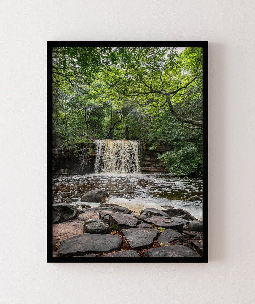 Quadro Decorativo Cachoeira e Floral