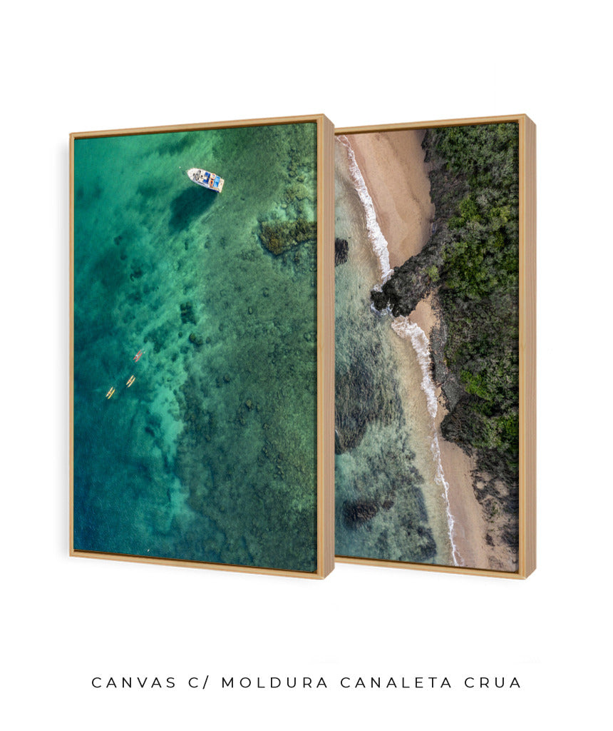 Quadro Decorativo Praia e Mar Verde - Dupla