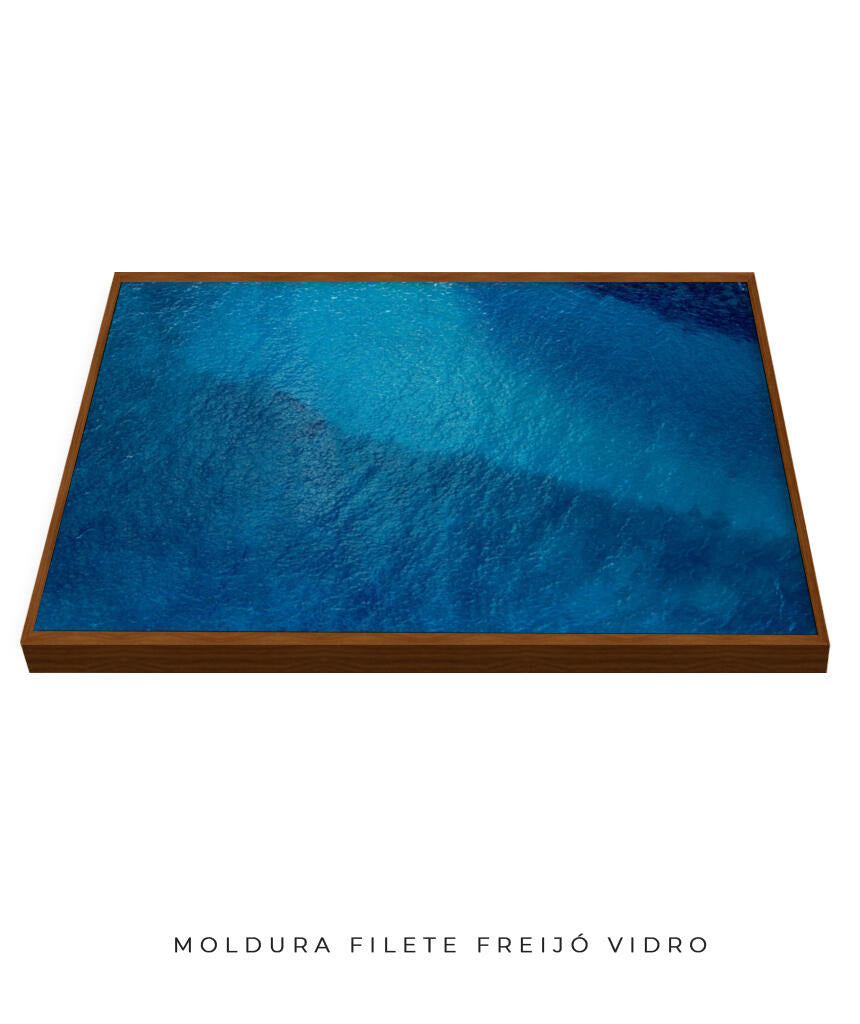 Quadro Decorativo Abstrato e curvas -Tons de azul