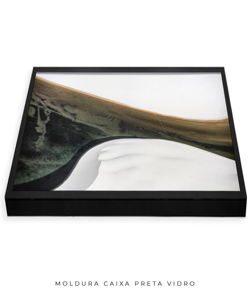 Quadro Decorativo Abstrato e Curvas - Tons Cinza, Branco, Preto e Marrom -Horizontal