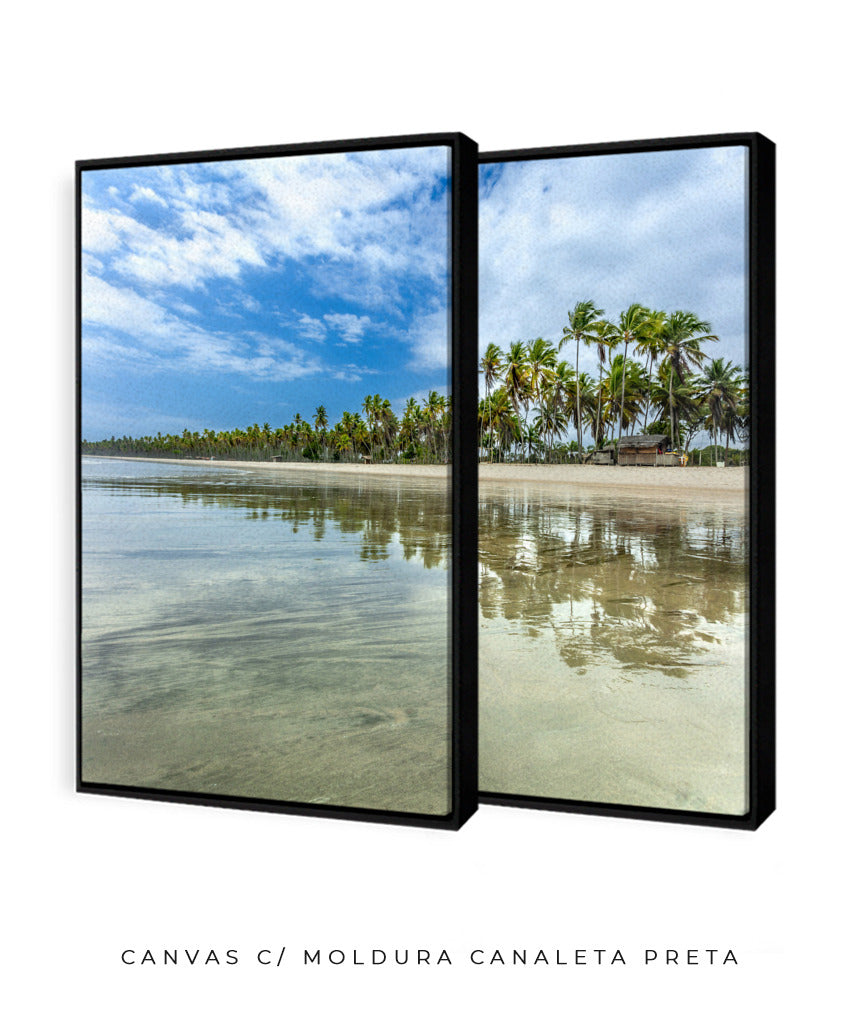 Quadro Decorativo Praia, Mar e Coqueiral - Dupla