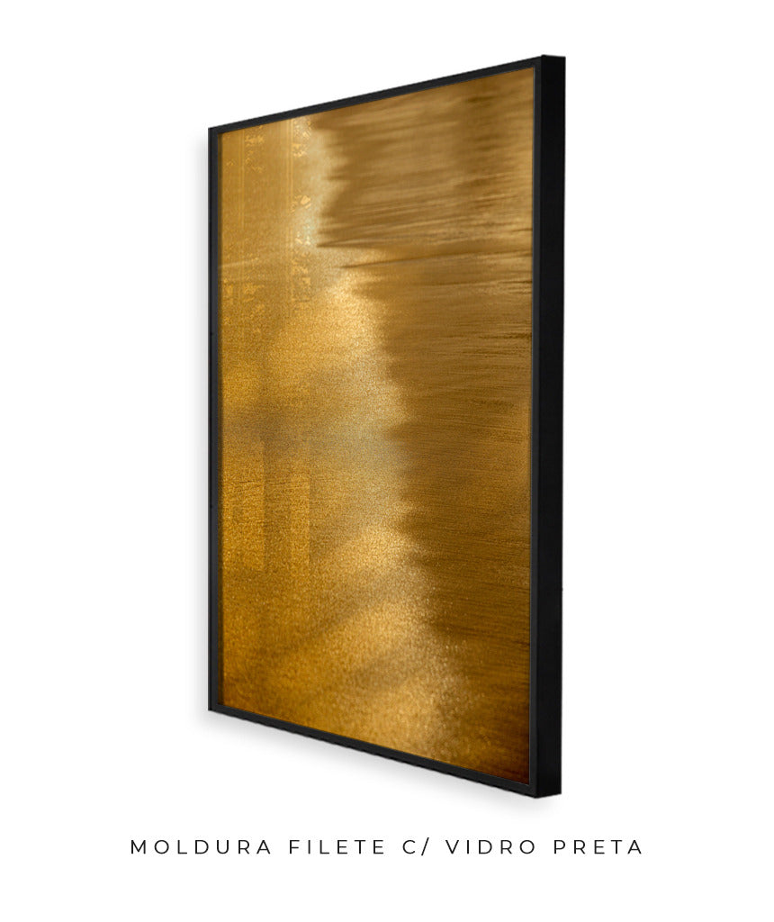 Quadro Decorativo Abstrato e Curvas - Tom Dourado