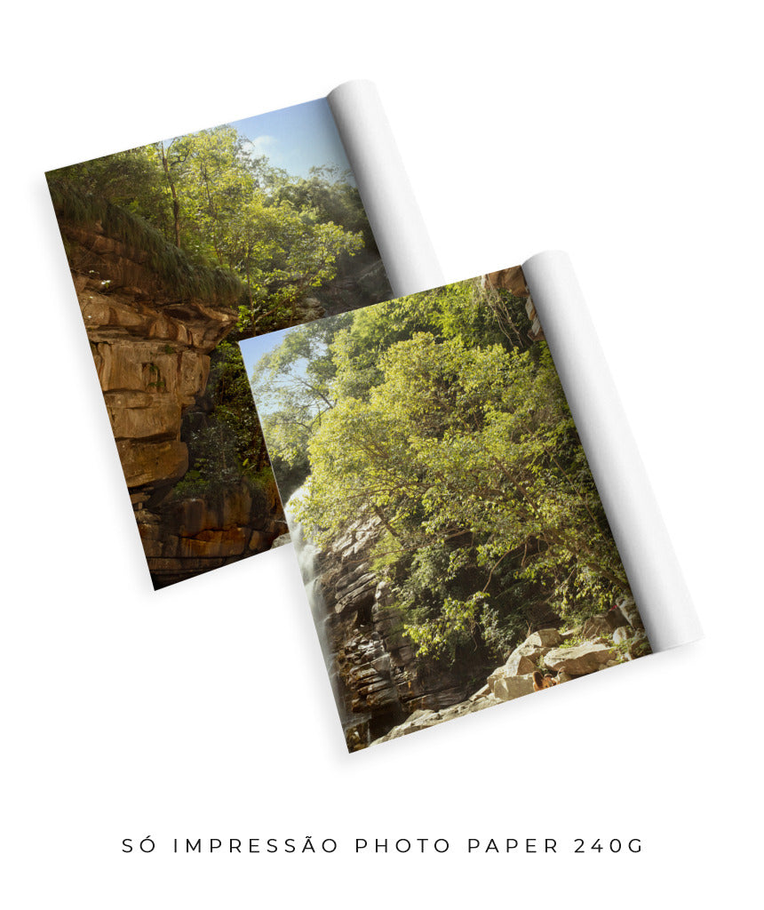 Quadro Decorativo Cachoeira, Natureza e Pedras- Dupla
