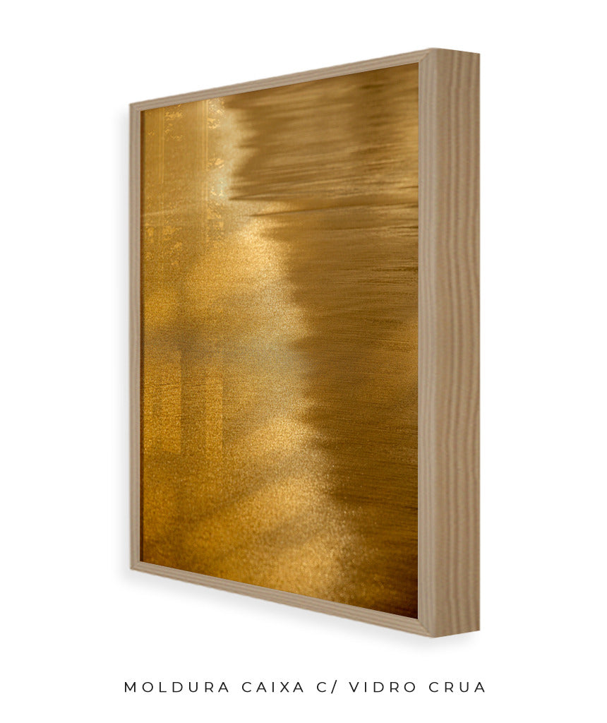 Quadro Decorativo Abstrato e Curvas - Tom Dourado