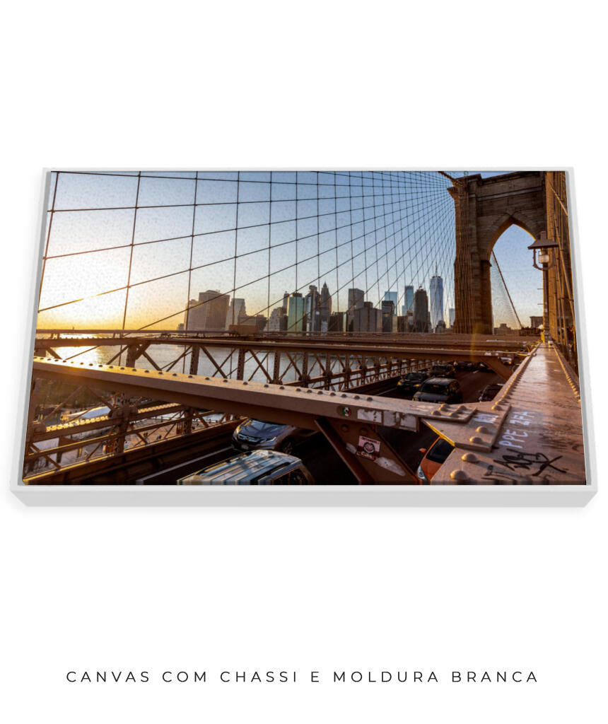 Quadro Decorativo Nova York - Ponte Urbana e Pôr do Sol