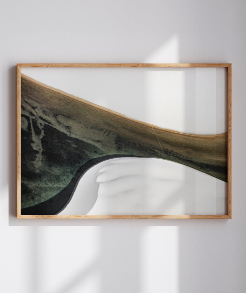 Quadro Decorativo Abstrato e Curvas - Tons Cinza, Branco, Preto e Marrom -Horizontal