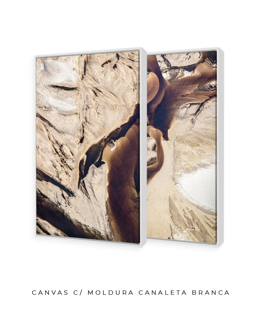 Quadro Decorativo Abstrato e Curvas - Tons Marrom e Bege -Dupla