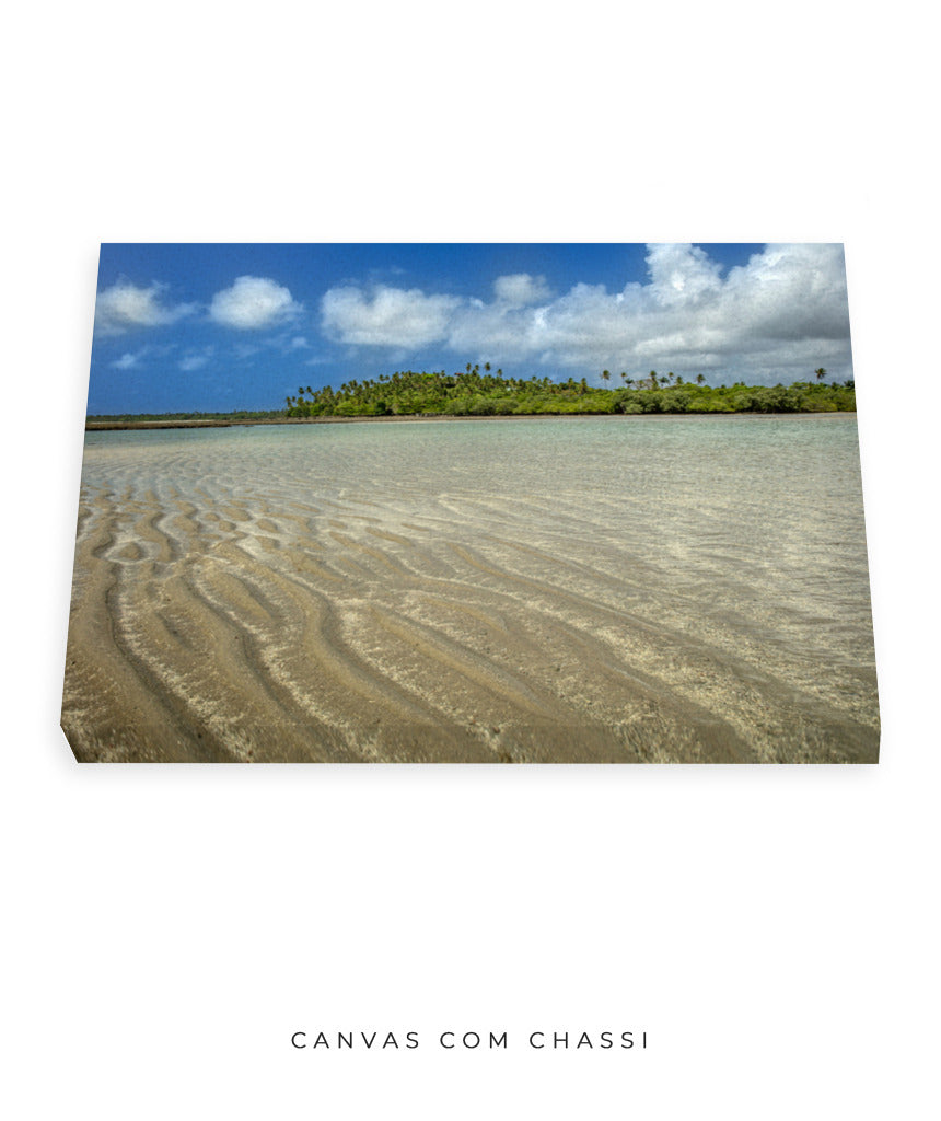 Quadro Decorativo Praia ,Areia e Árvores - Horizontal