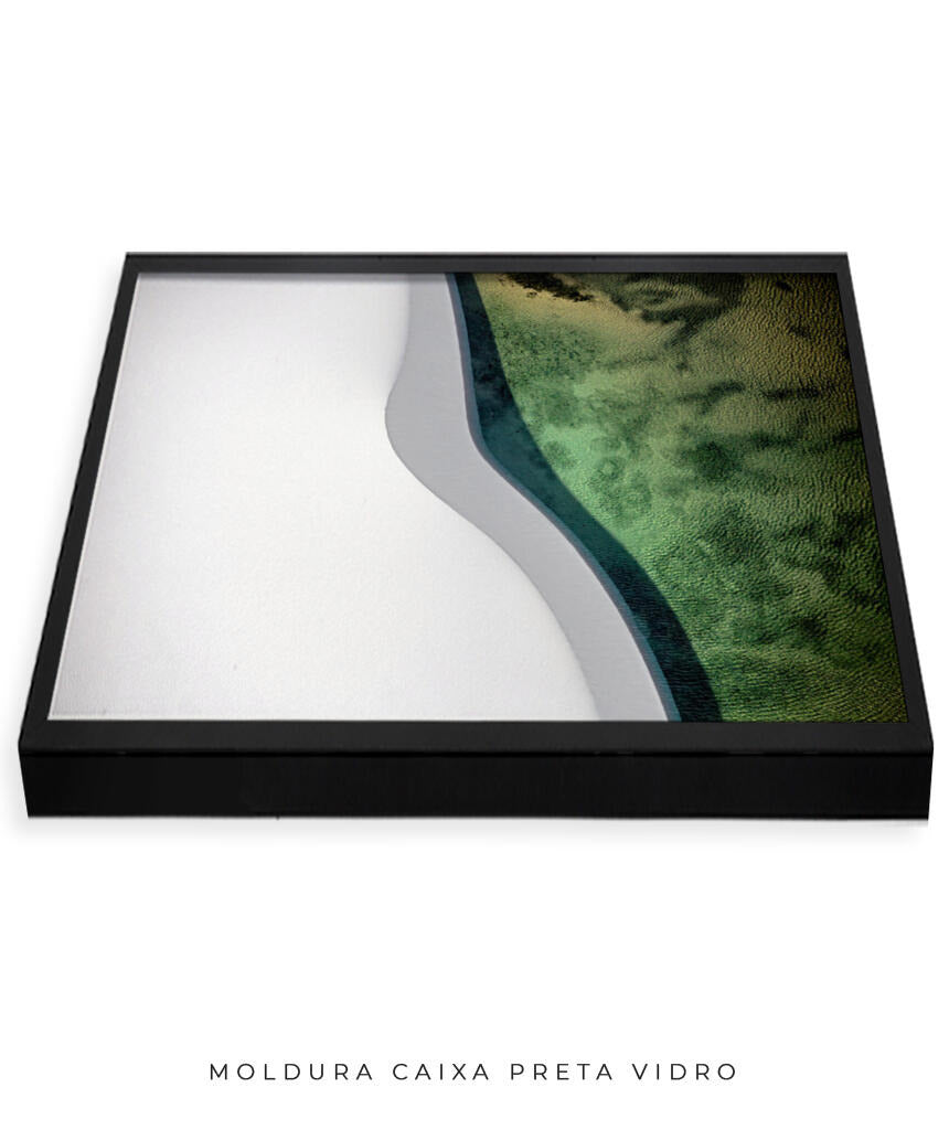 Quadro Decorativo Abstrato e curvas - Tons branco e verdes