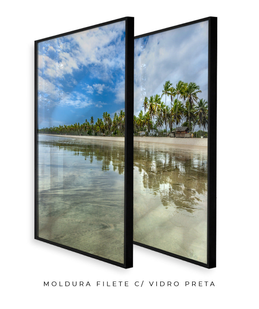Quadro Decorativo Praia, Mar e Coqueiral - Dupla