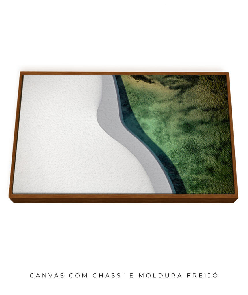 Quadro Decorativo Abstrato e curvas - Tons branco e verdes