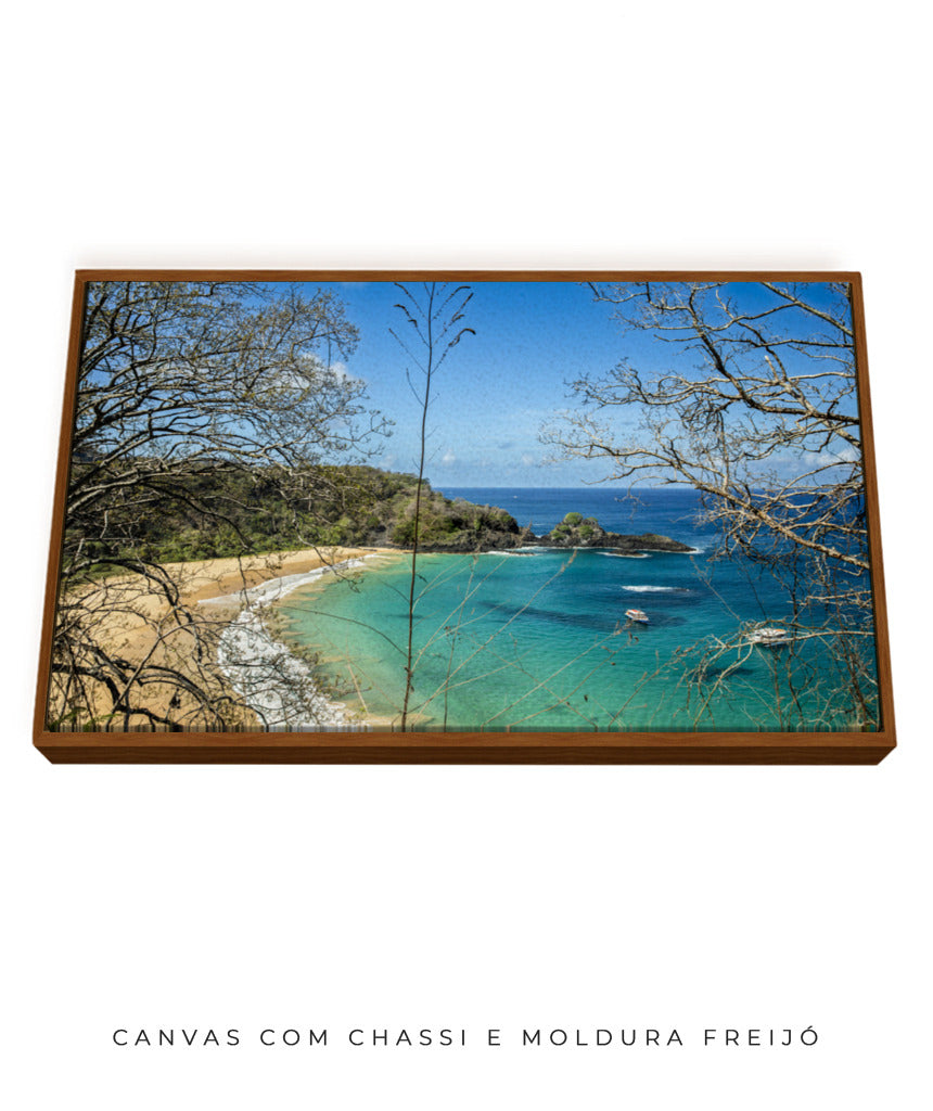Quadro Decorativo Noronha - Praia, Mar e Galhos Secos - Horizontal