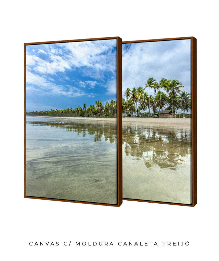 Quadro Decorativo Praia, Mar e Coqueiral - Dupla