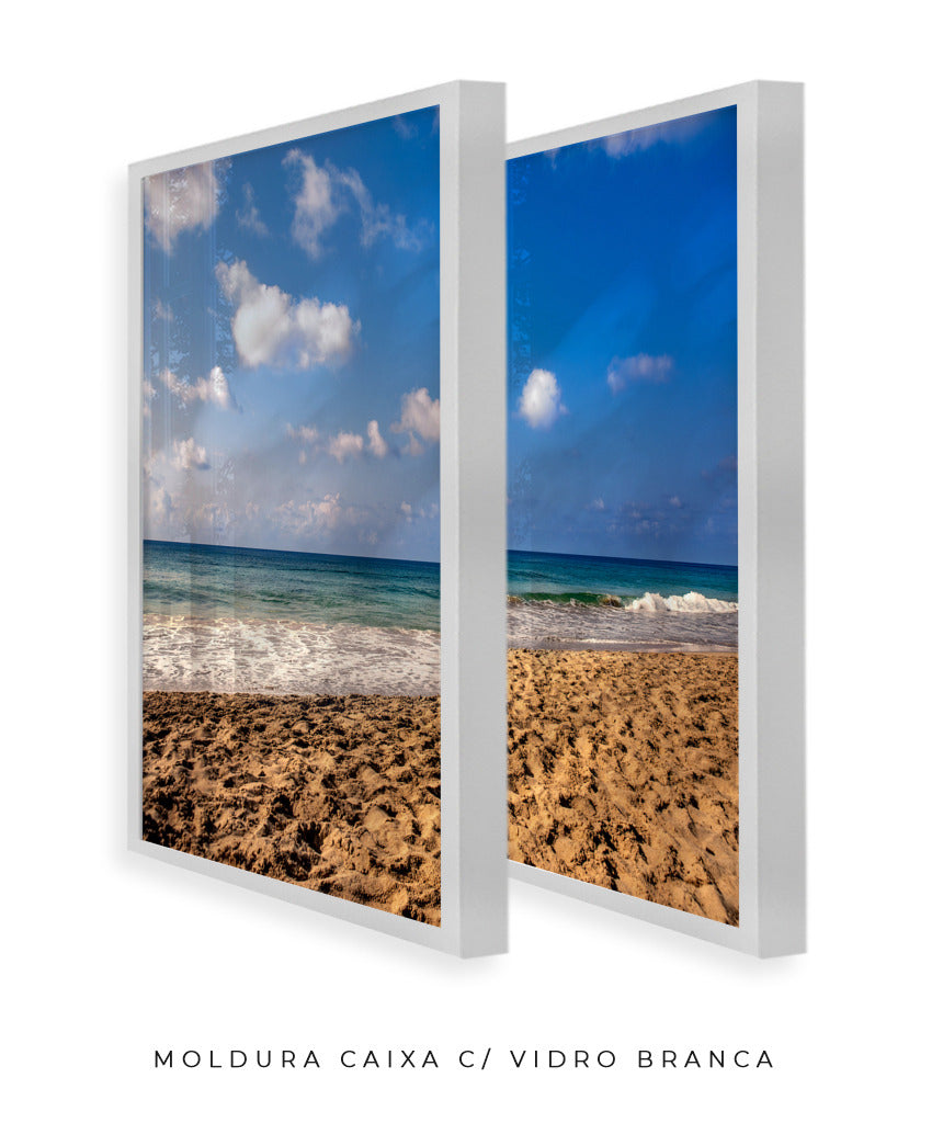 Quadro Decorativo Praia com Areia Marrom e Mar Azul -Dupla