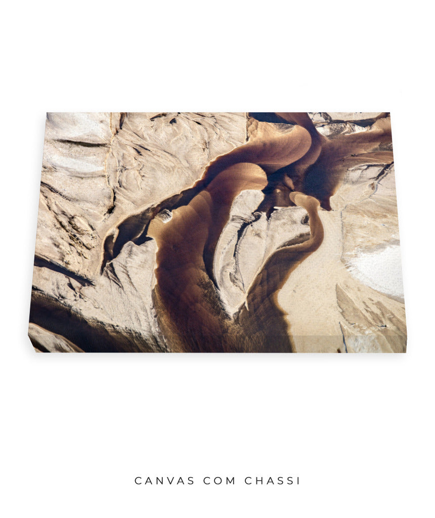 Quadro Decorativo Abstrato e Curvas - Tons Marrom e Bege -Horizontal