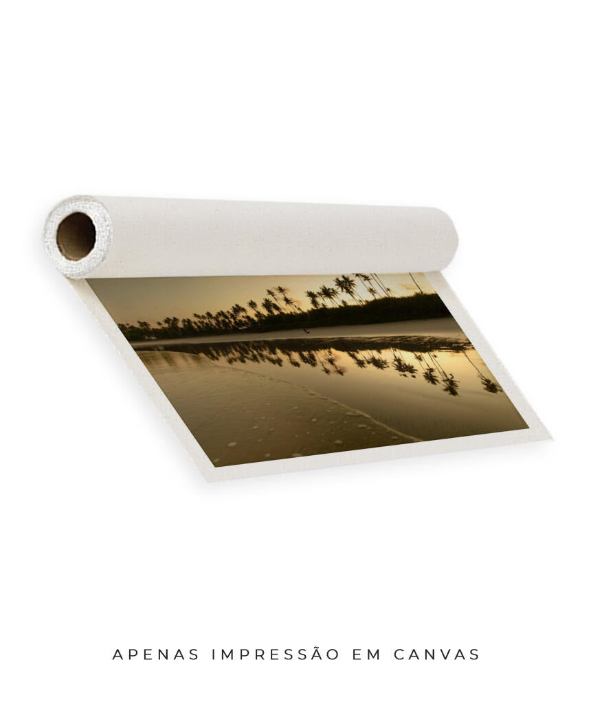 Quadro Decorativo Pôr do Sol - Reflexo Coqueiros