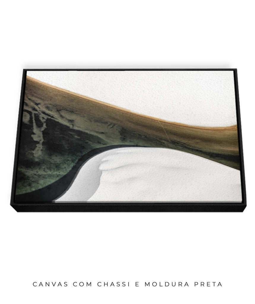 Quadro Decorativo Abstrato e Curvas - Tons Cinza, Branco, Preto e Marrom -Horizontal