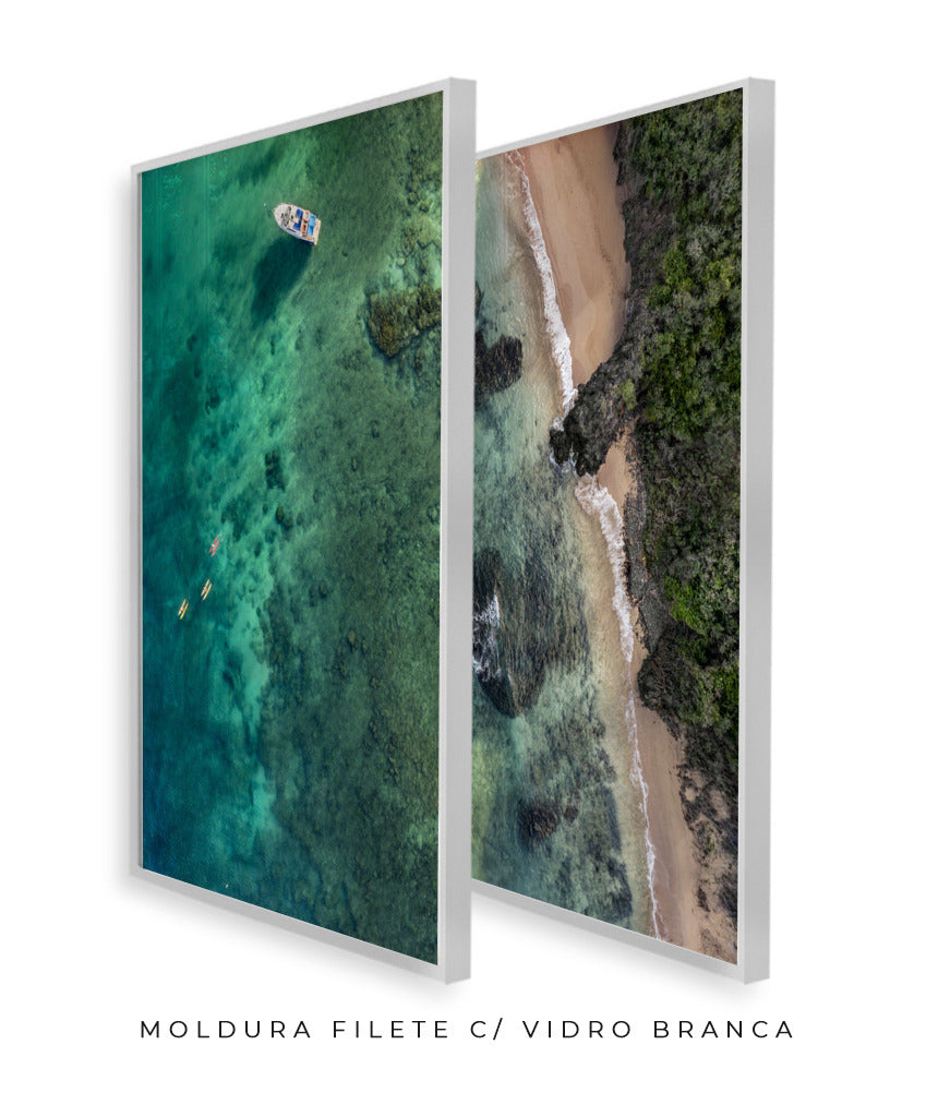 Quadro Decorativo Praia e Mar Verde - Dupla