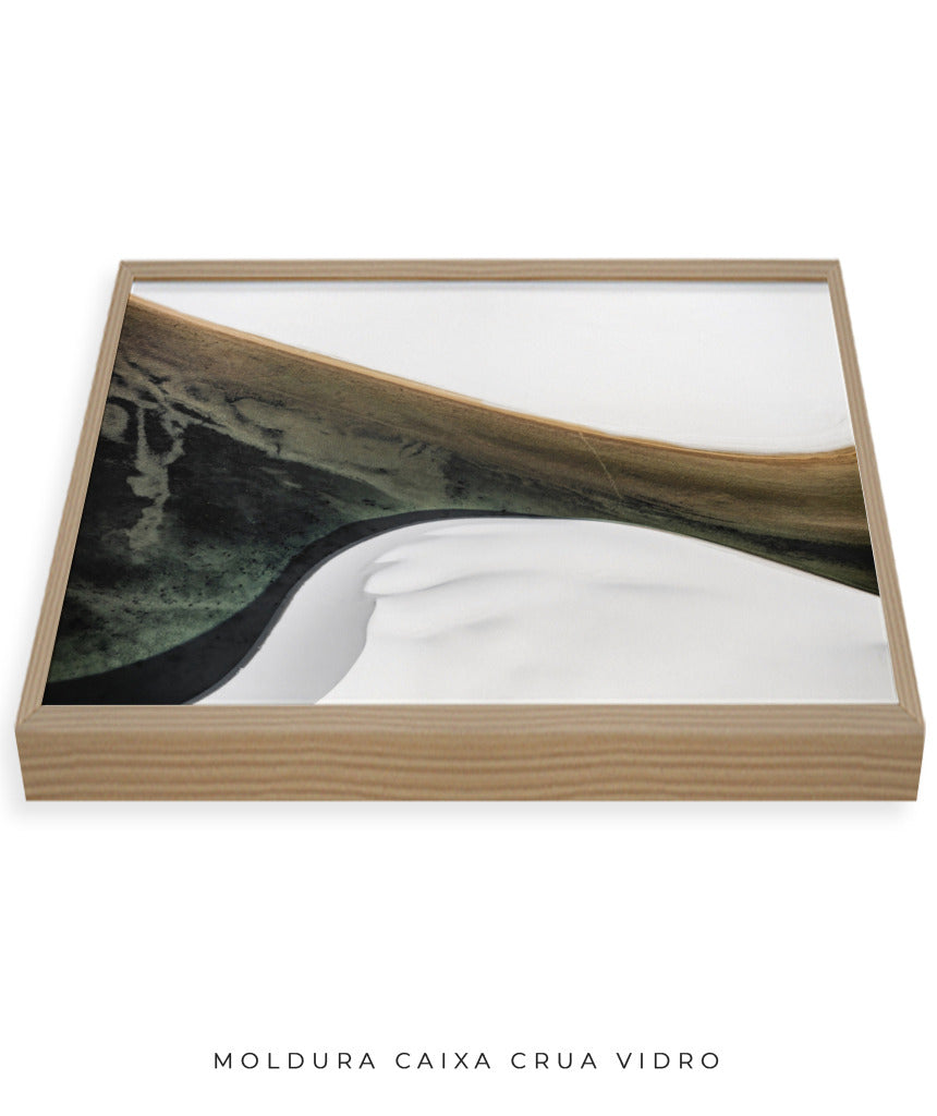 Quadro Decorativo Abstrato e Curvas - Tons Cinza, Branco, Preto e Marrom -Horizontal