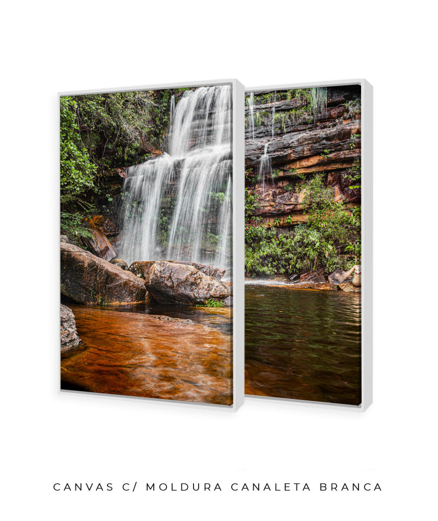 Quadro Decorativo Cachoeira Águas Cristalinas- Dupla corte vertical