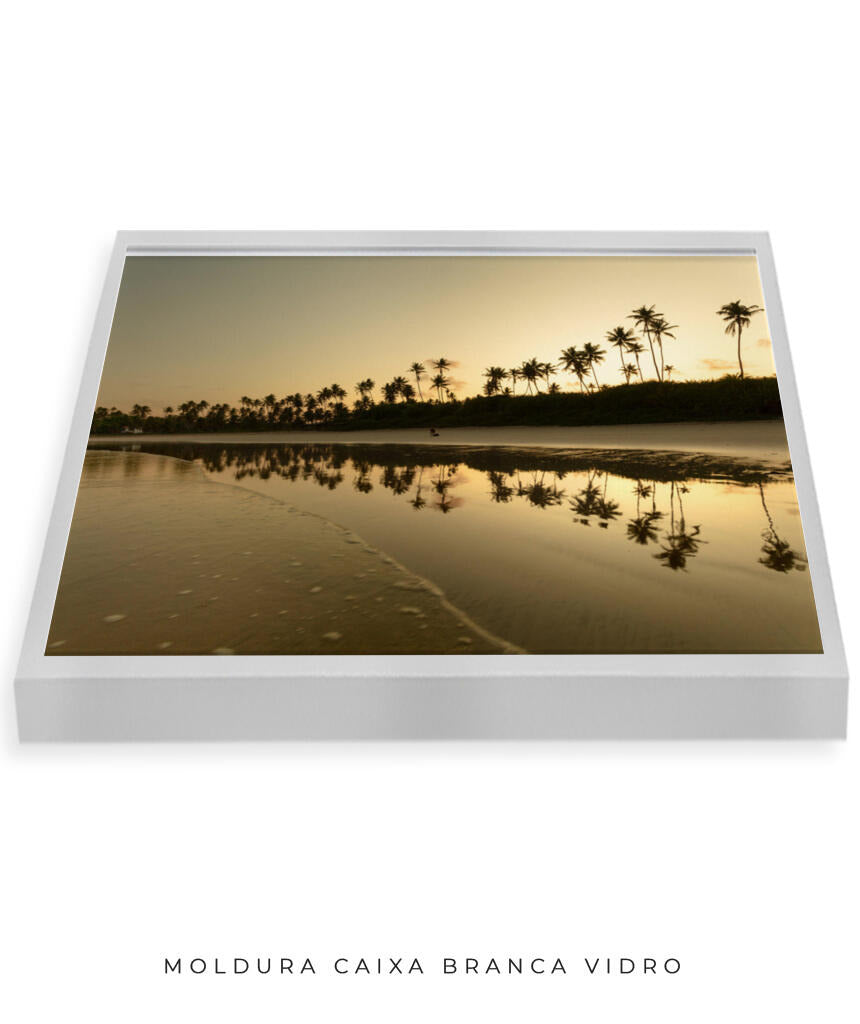 Quadro Decorativo Pôr do Sol - Reflexo Coqueiros