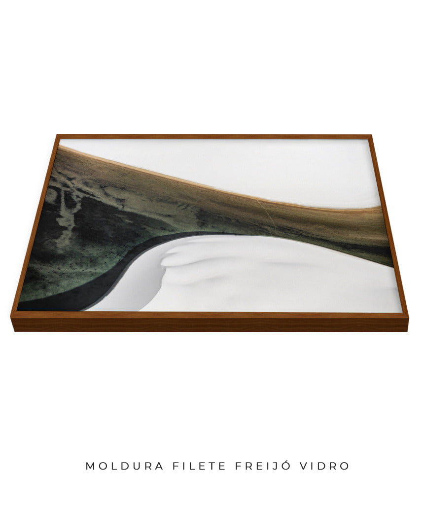 Quadro Decorativo Abstrato e Curvas - Tons Cinza, Branco, Preto e Marrom -Horizontal