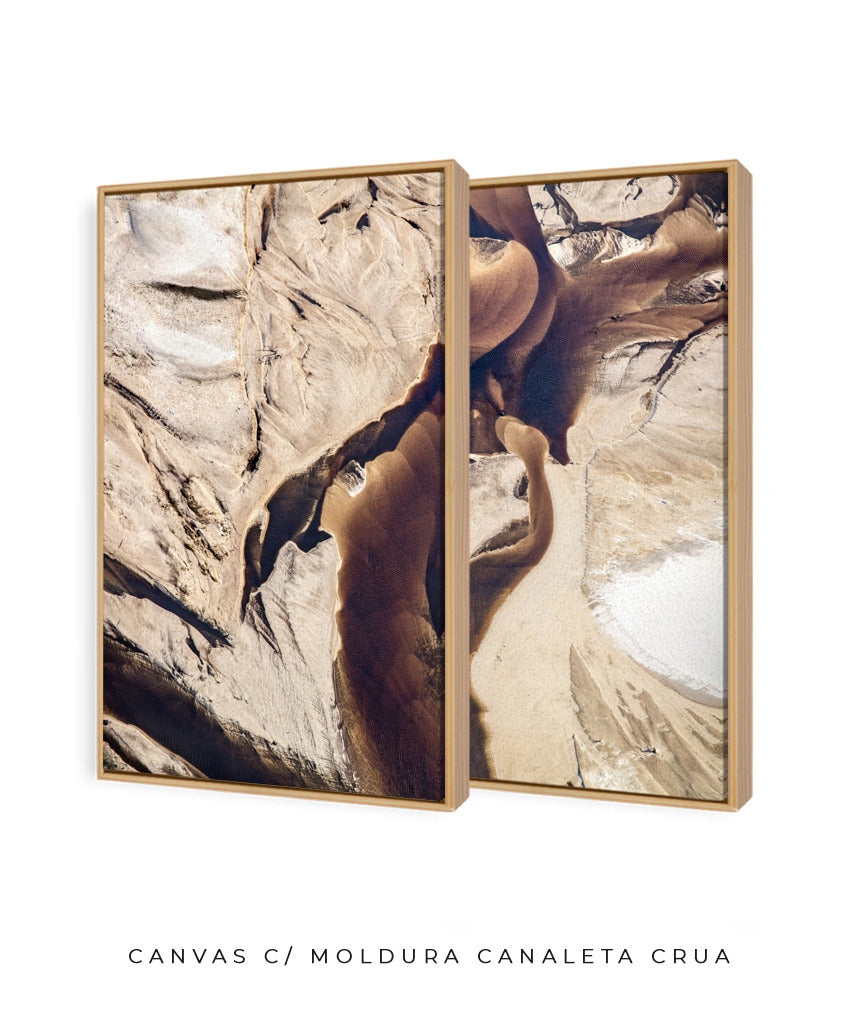 Quadro Decorativo Abstrato e Curvas - Tons Marrom e Bege -Dupla