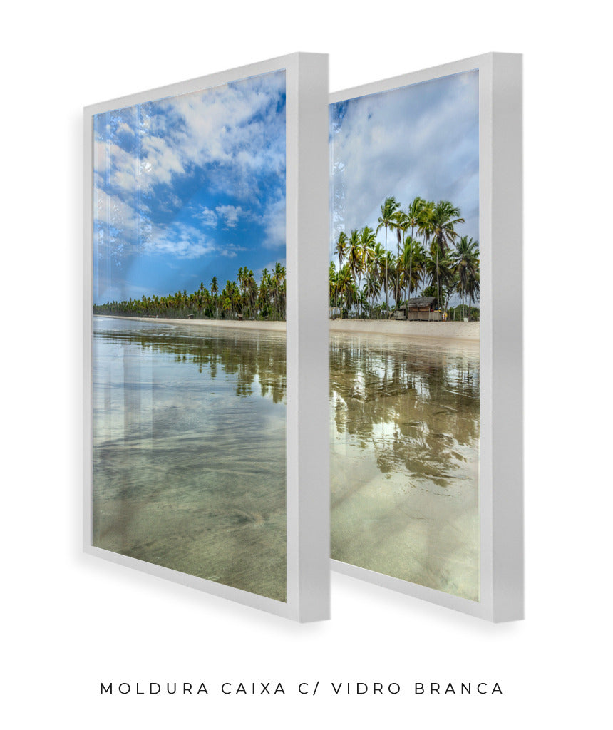 Quadro Decorativo Praia, Mar e Coqueiral - Dupla