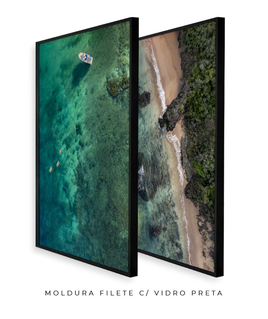 Quadro Decorativo Praia e Mar Verde - Dupla