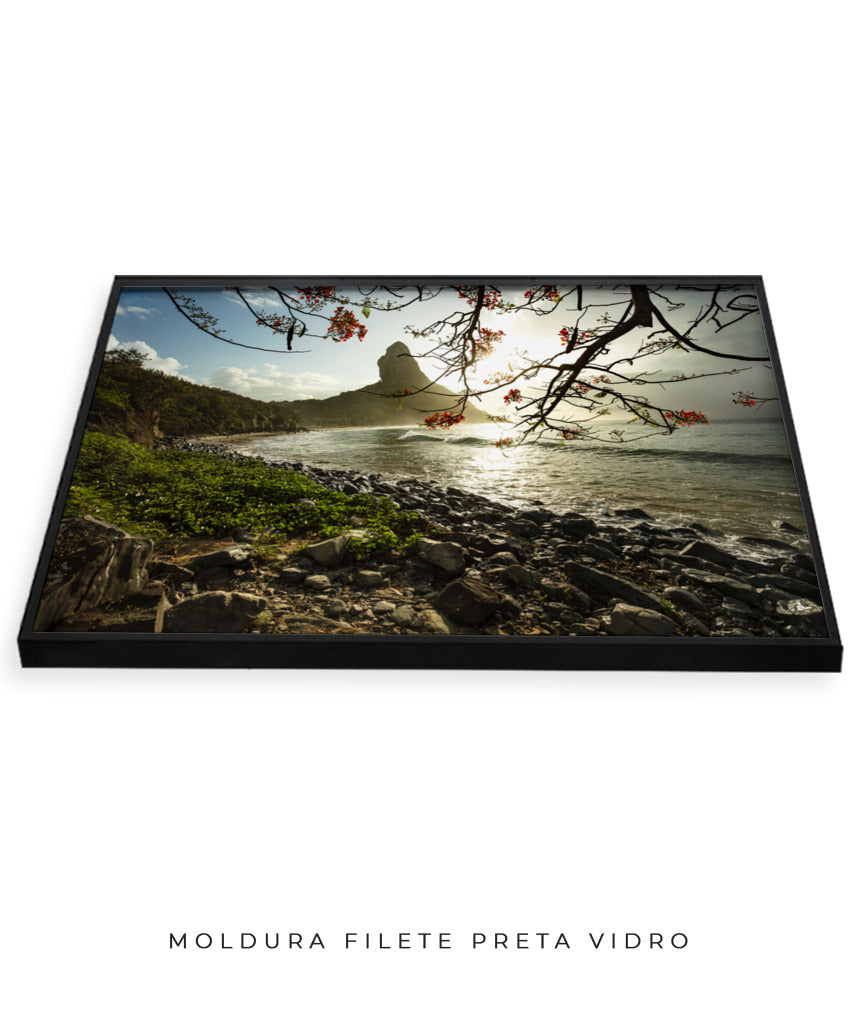 Quadro Decorativo Pôr do Sol e Galhos Secos - Horizontal