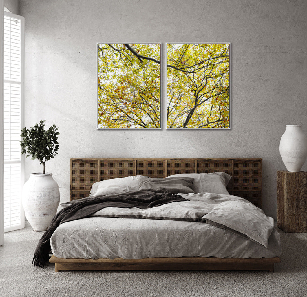 Quadro Decorativo Árvore com Galhos Verdes-Dupla