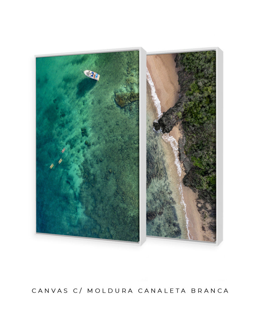 Quadro Decorativo Praia e Mar Verde - Dupla