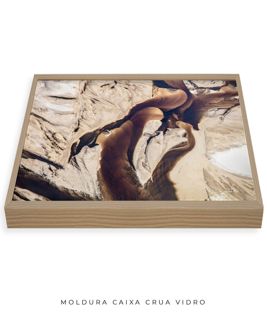 Quadro Decorativo Abstrato e Curvas - Tons Marrom e Bege -Horizontal
