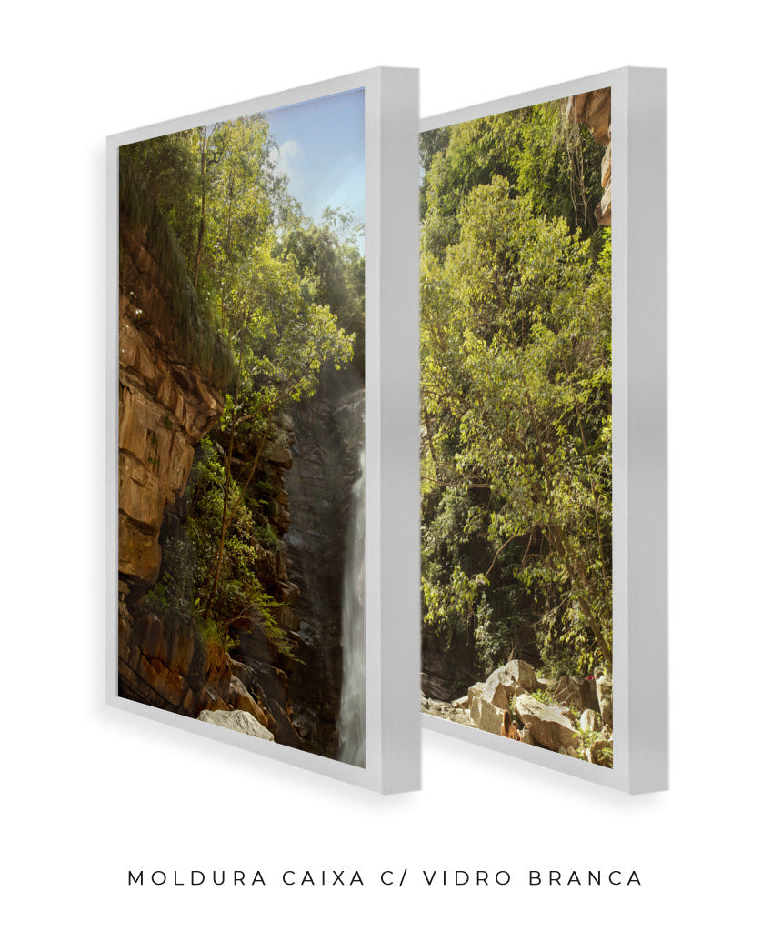 Quadro Decorativo Cachoeira, Natureza e Pedras- Dupla