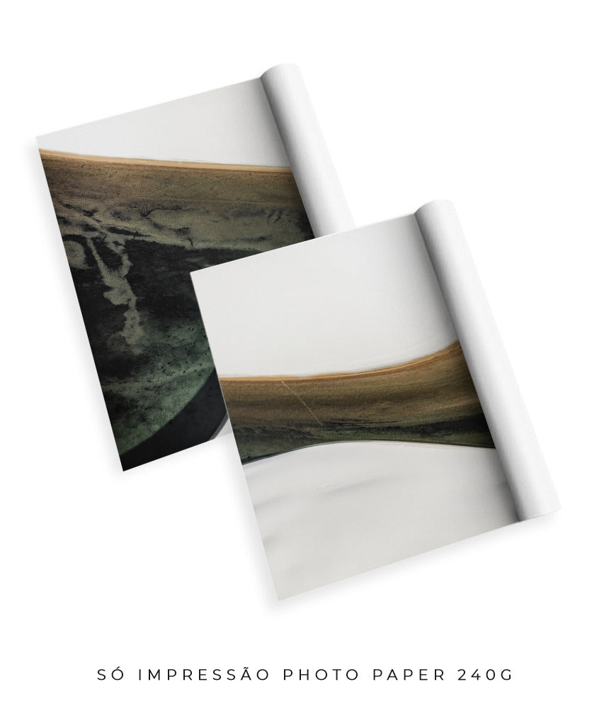 Quadro Decorativo Abstrato e Curvas - Tons Branco, Cinza e Verde-Dupla