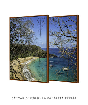 Quadro Decorativo Praia, Mar e Galhos Secos -Dupla