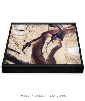 Quadro Decorativo Abstrato e Curvas - Tons Marrom e Bege -Horizontal