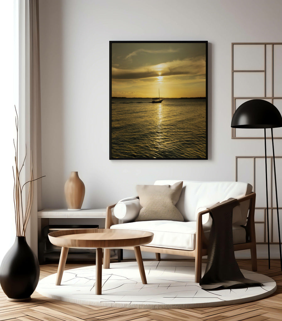 Quadro Decorativo Pôr do Sol Mar Aberto