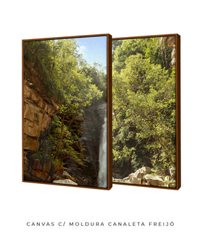 Quadro Decorativo Cachoeira, Natureza e Pedras- Dupla