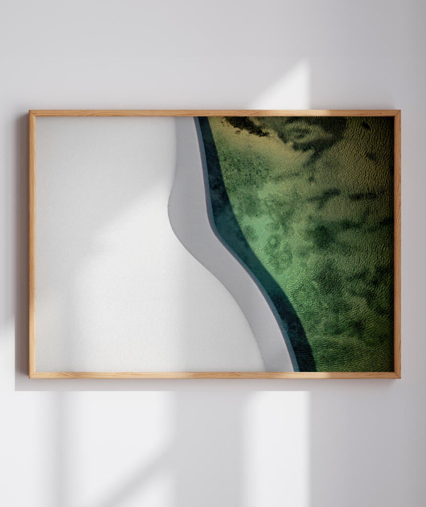 Quadro Decorativo Abstrato e curvas - Tons branco e verdes