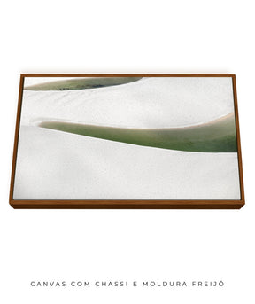 Quadro Decorativo Abstrato e curvas -Tons Branco, Cinza e Verde - Horizontal