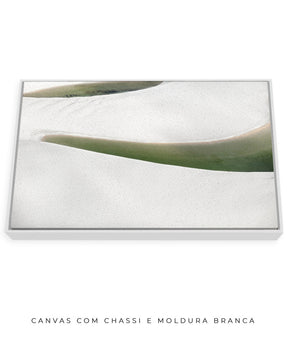 Quadro Decorativo Abstrato e curvas -Tons Branco, Cinza e Verde - Horizontal