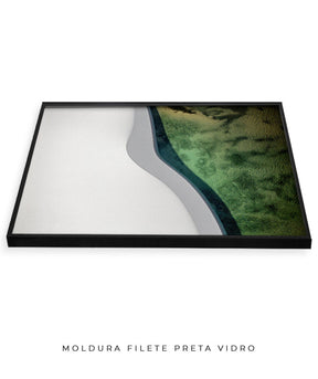 Quadro Decorativo Abstrato e curvas - Tons branco e verdes