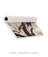 Quadro Decorativo Abstrato e Curvas - Tons Marrom e Bege -Horizontal