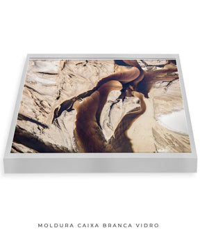 Quadro Decorativo Abstrato e Curvas - Tons Marrom e Bege -Horizontal