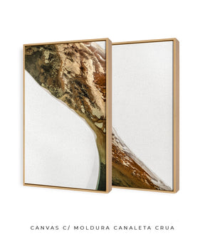 Quadro Decorativo Abstrato e Curvas - Tons Marrom e Branco -Dupla vertical