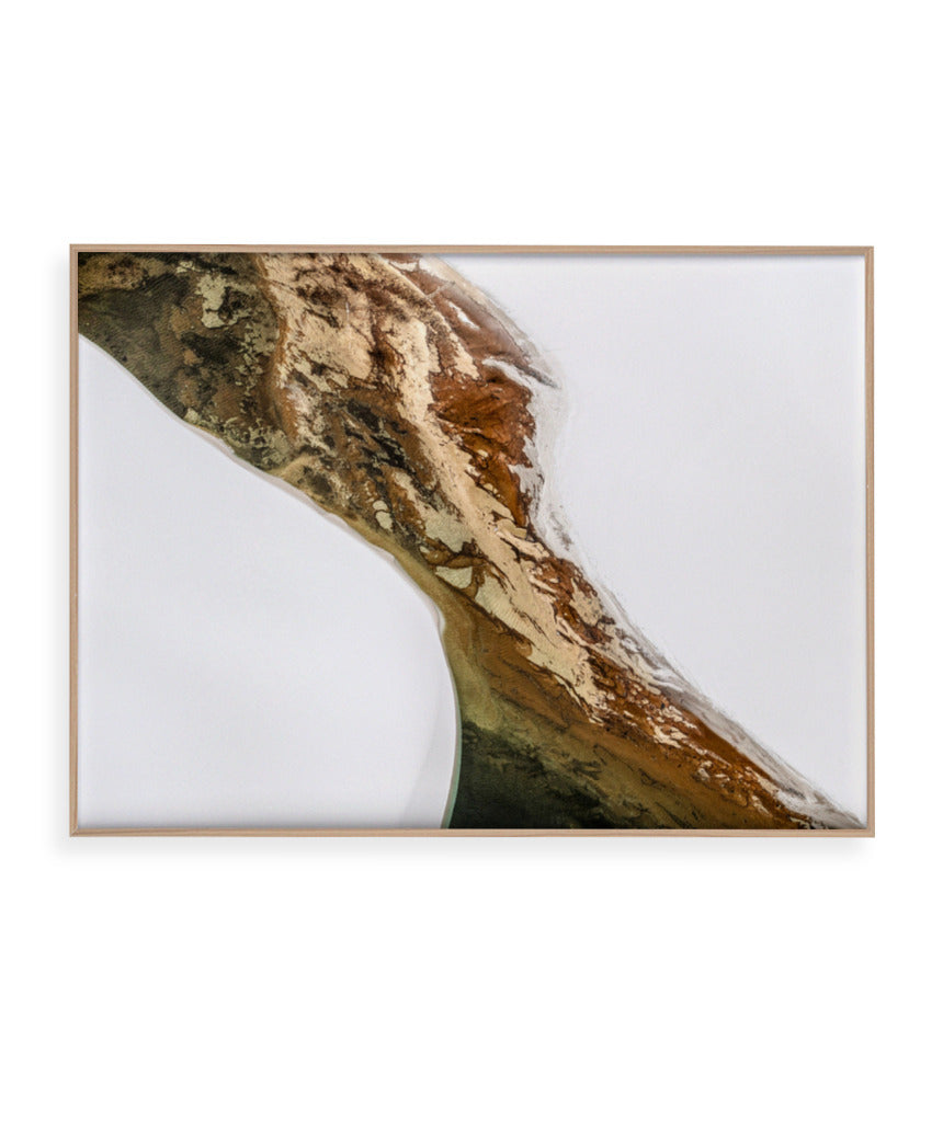 Quadro Decorativo Abstrato e Curvas - Tons Marrom e Branco -Horizontal