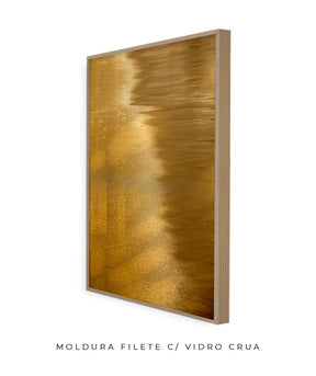 Quadro Decorativo Abstrato e Curvas - Tom Dourado