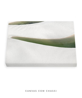 Quadro Decorativo Abstrato e curvas -Tons Branco, Cinza e Verde - Horizontal