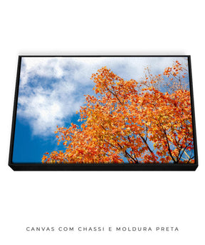 Quadro Decorativo Árvores e Galhos - Folhas laranjas